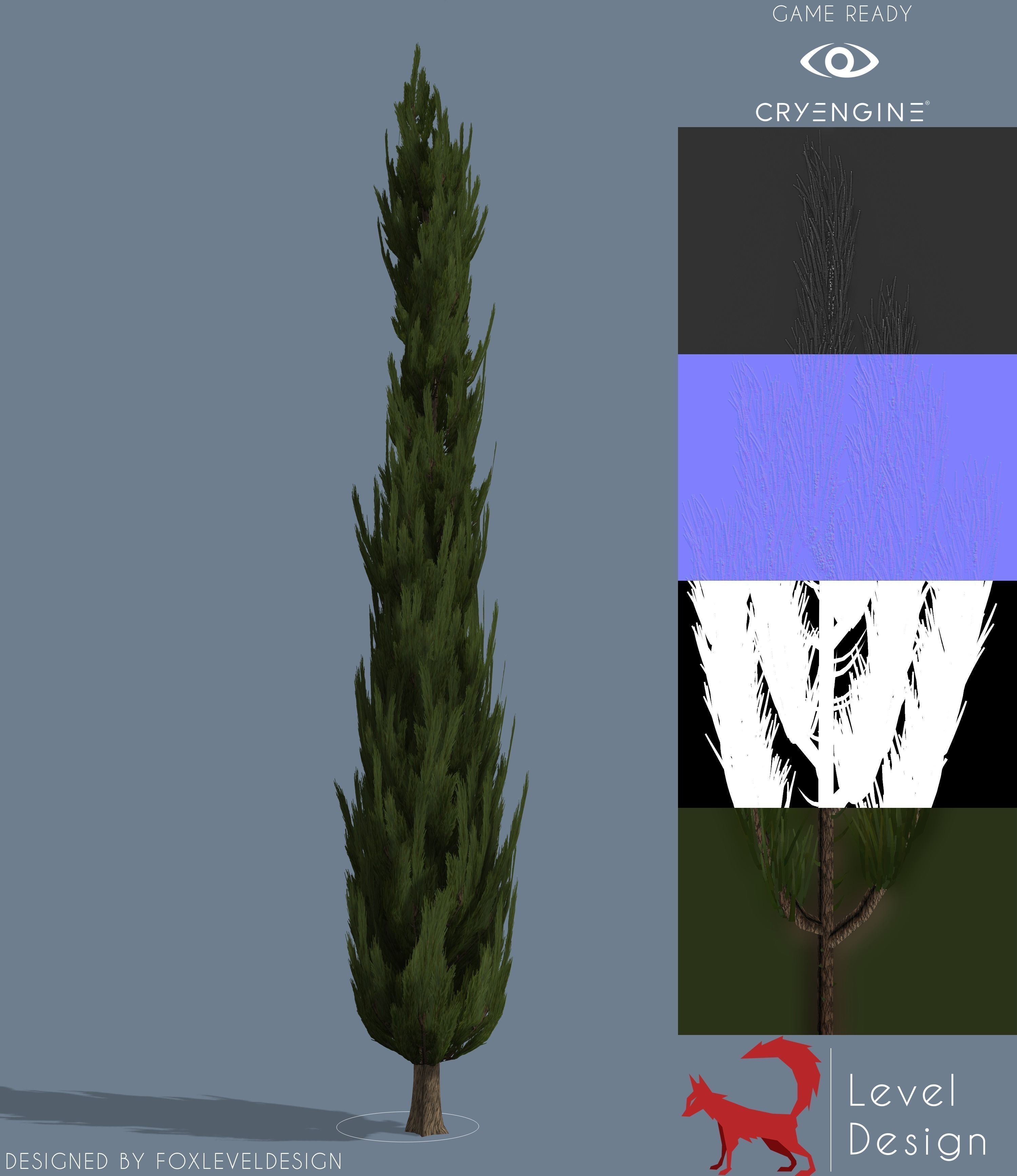 Game ready Pine Tree for Games Low-poly 3D model_1