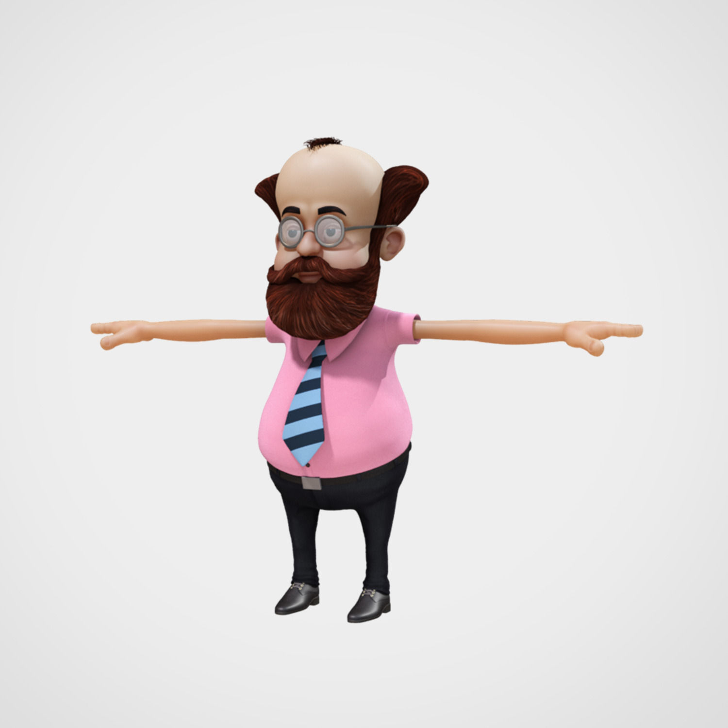 Cartoony Professor Rigged  3D model_5