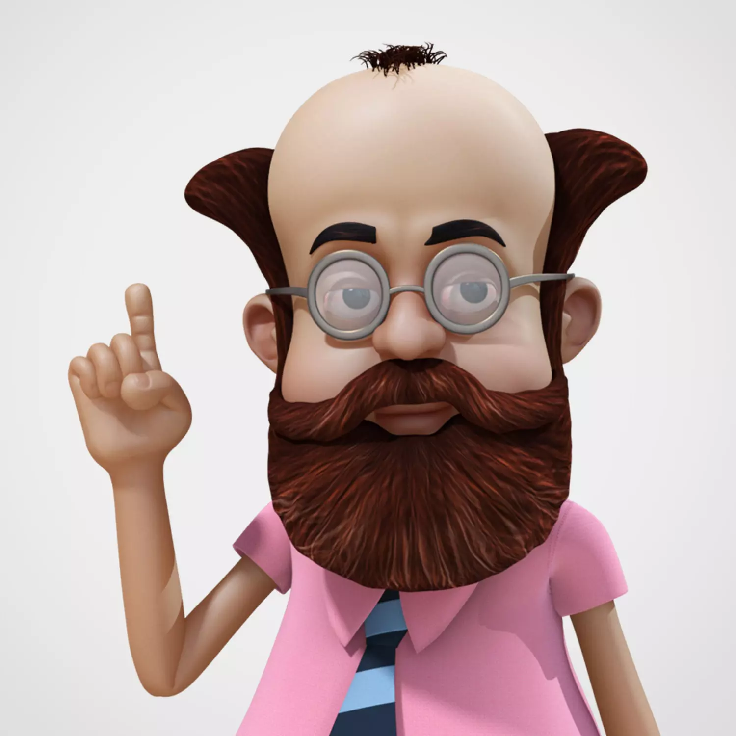 Cartoony Professor Rigged  3D model_0