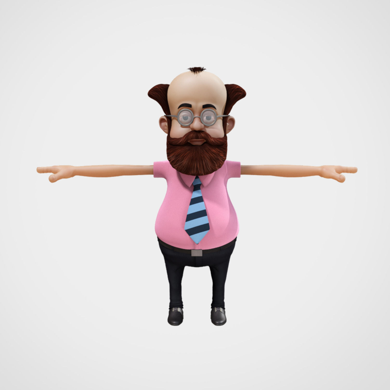Cartoony Professor Rigged  3D model_2