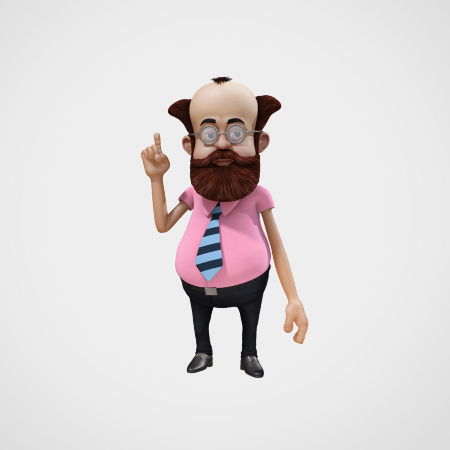 Cartoony Professor Rigged  3D model_1