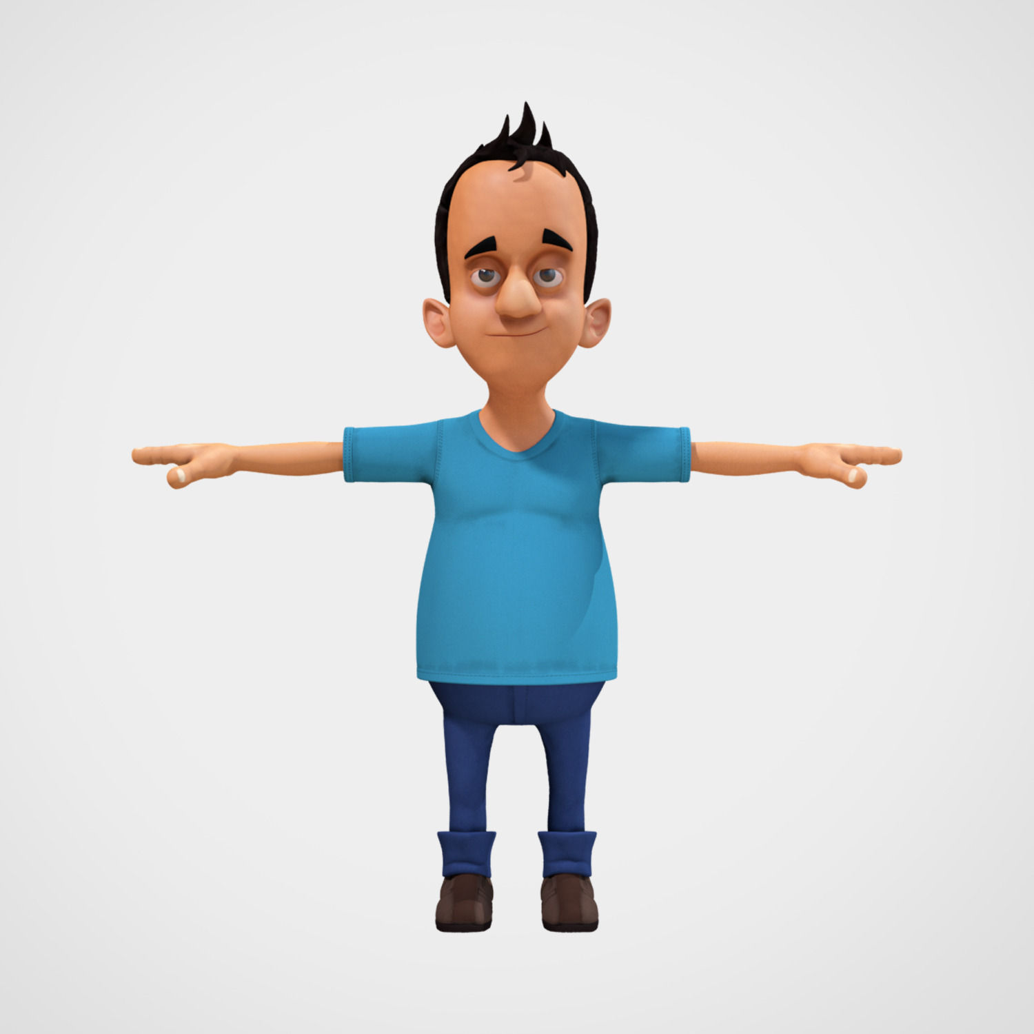 Rigged Cartoony Man Character with Textures 3D model_9