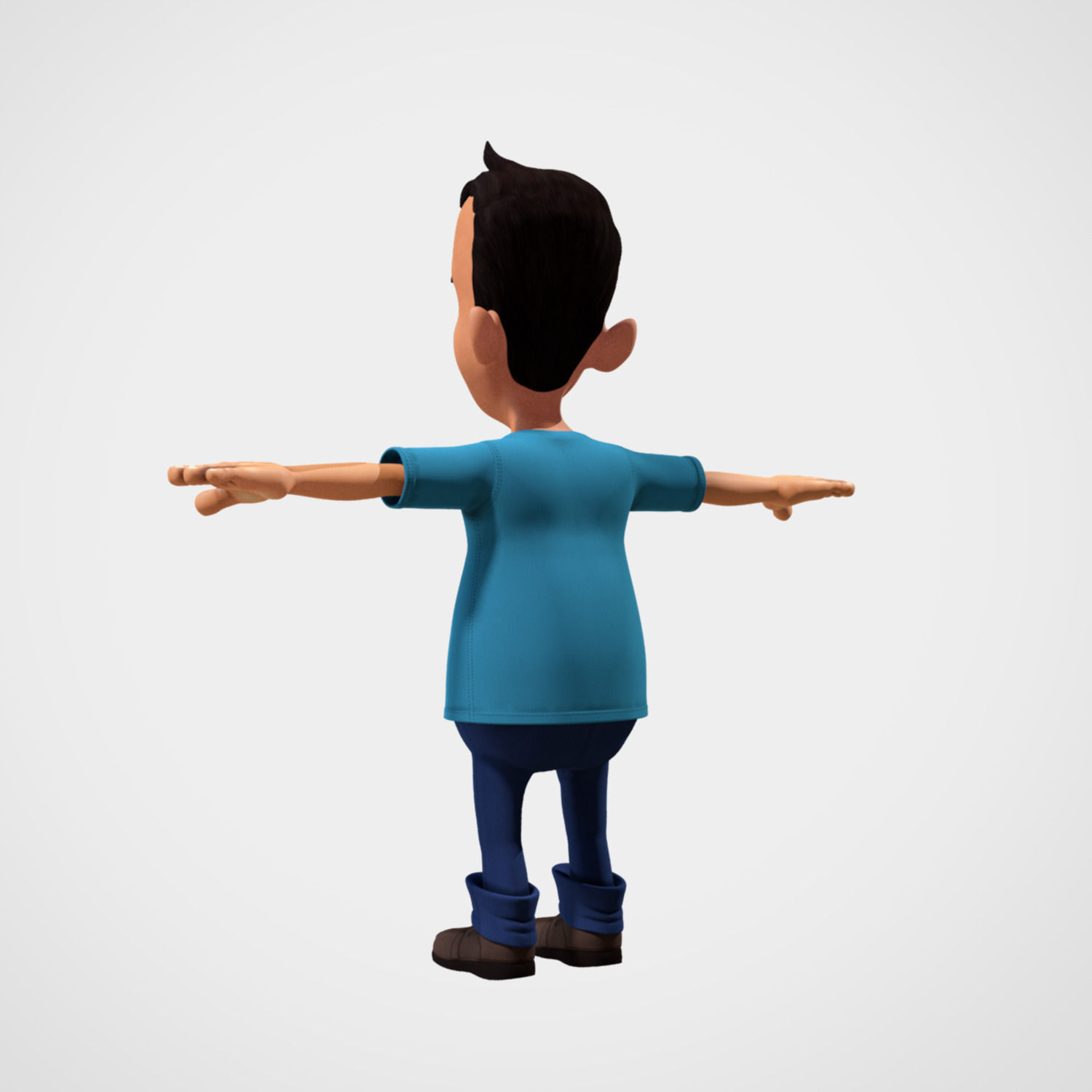 Rigged Cartoony Man Character with Textures 3D model_3