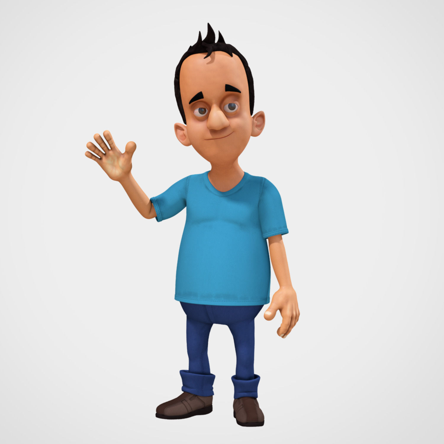 Rigged Cartoony Man Character with Textures 3D model_1