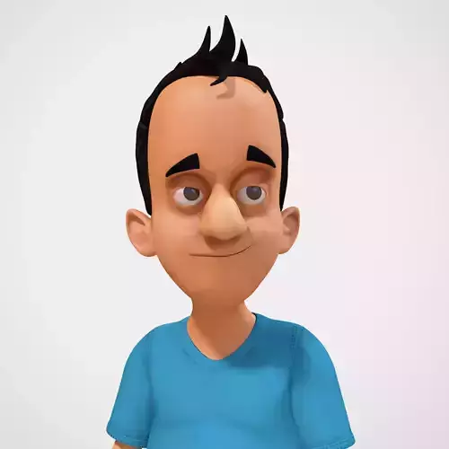 Rigged Cartoony Man Character with Textures