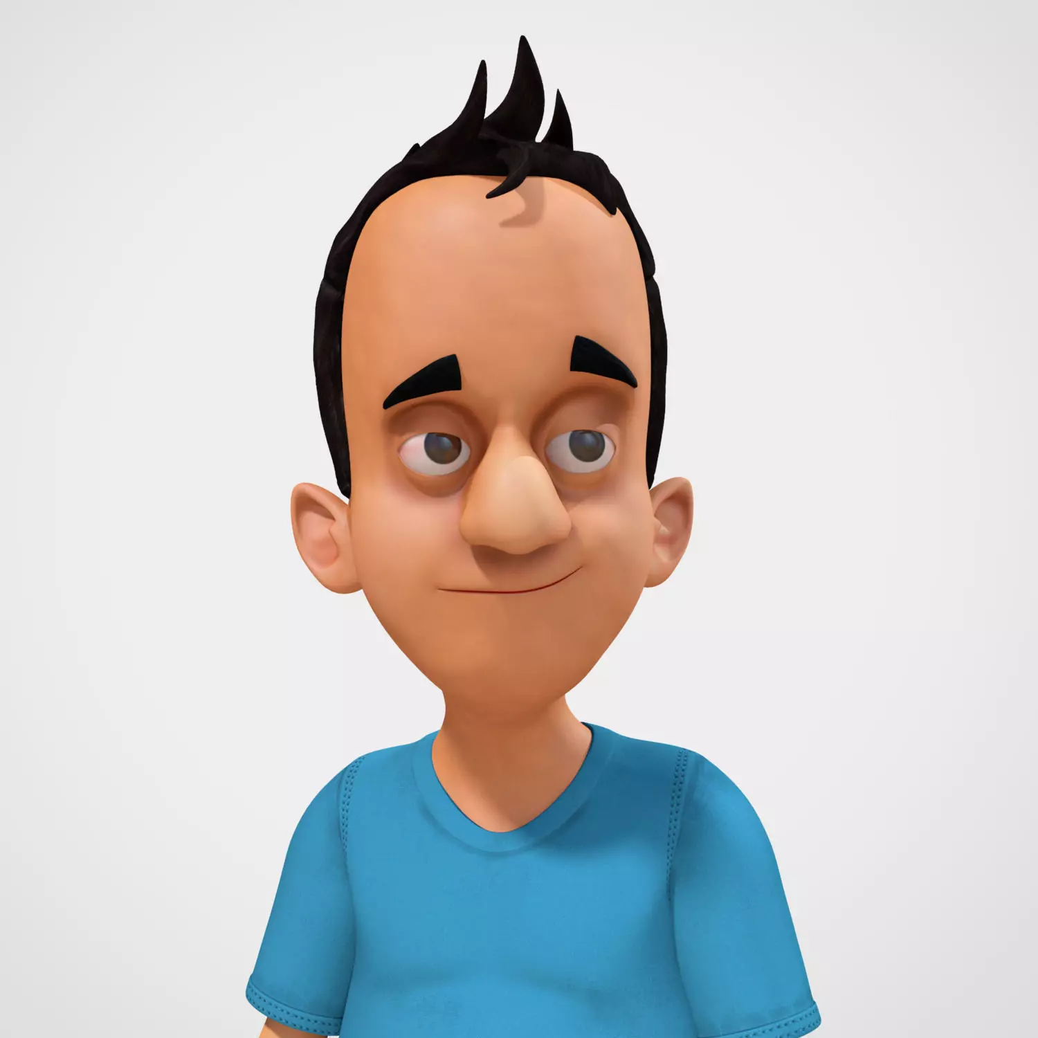 Rigged Cartoony Man Character with Textures 3D model_0