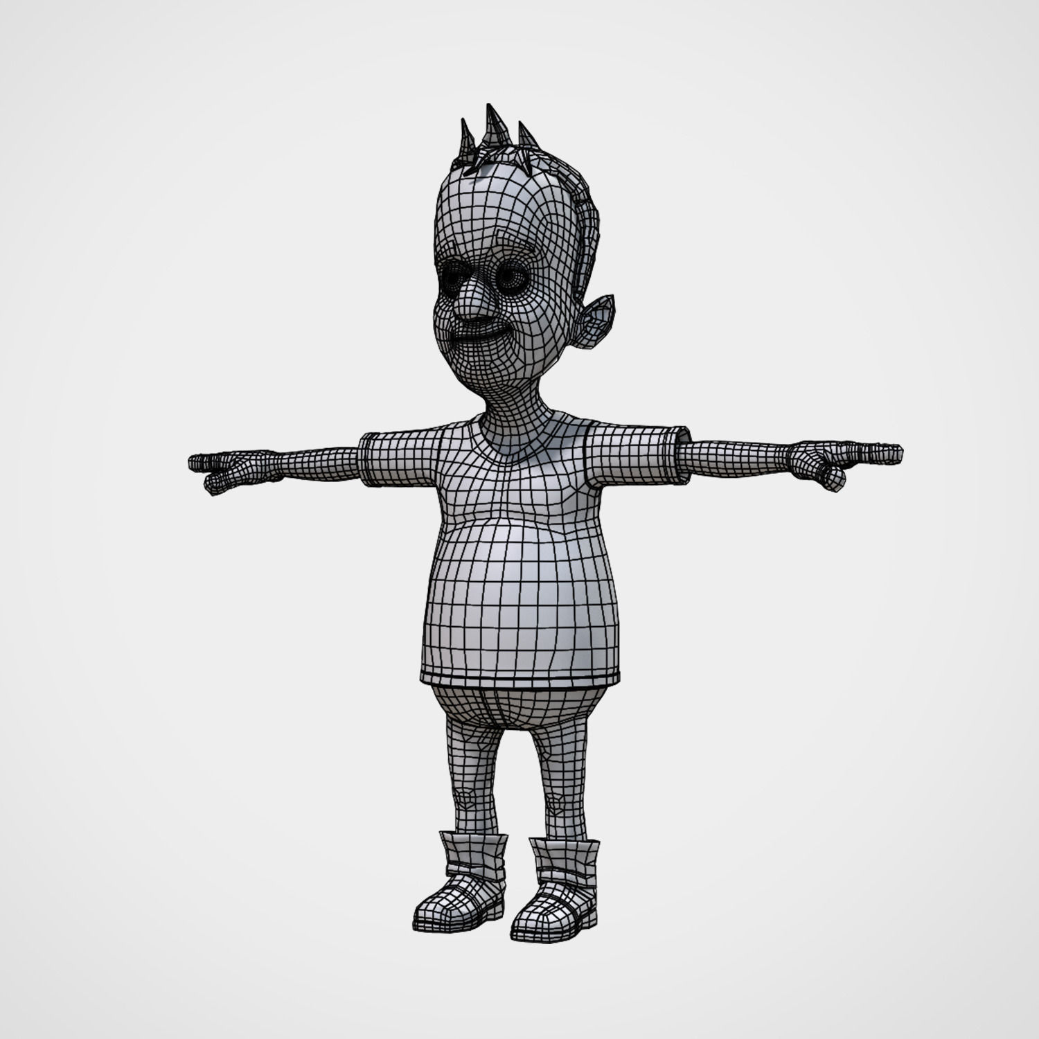 Rigged Cartoony Man Character with Textures 3D model_6