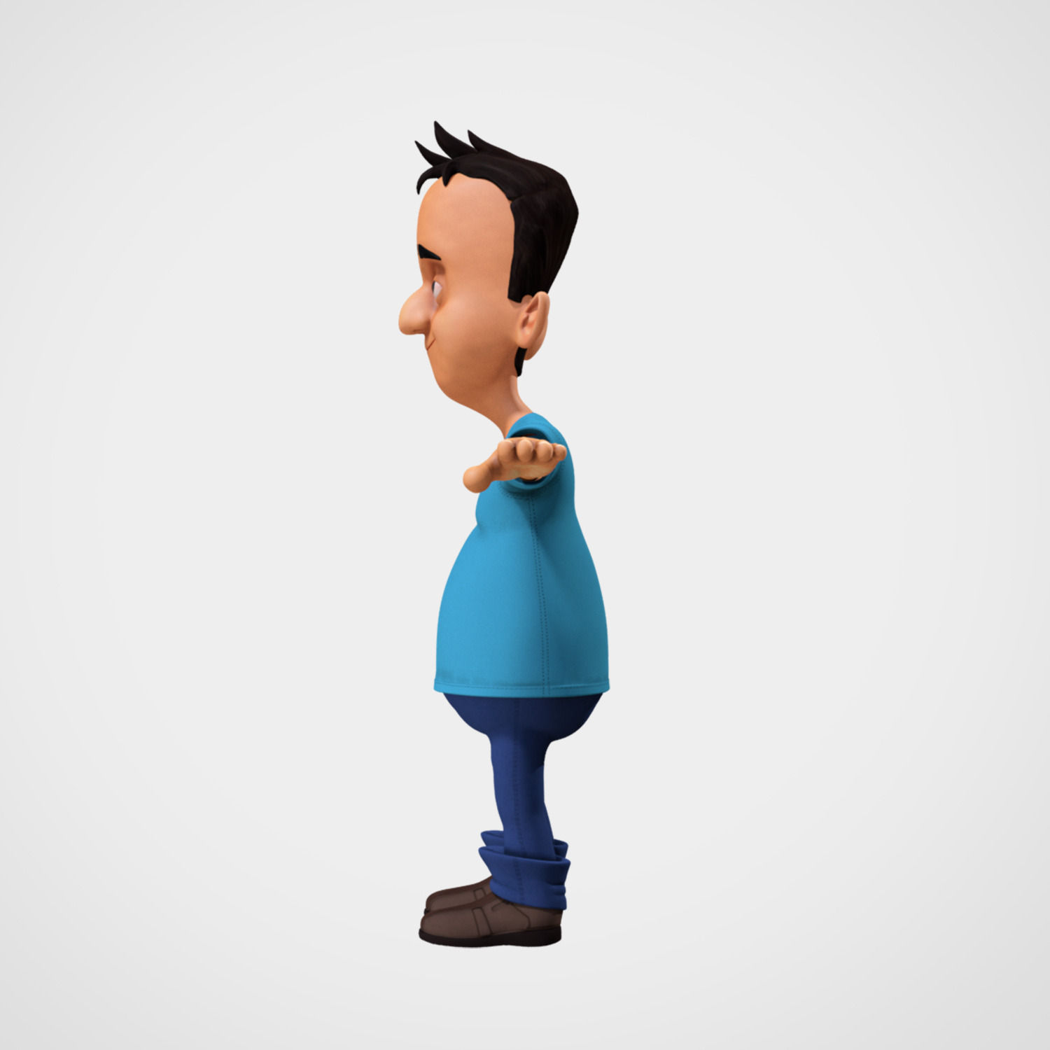 Rigged Cartoony Man Character with Textures 3D model_4