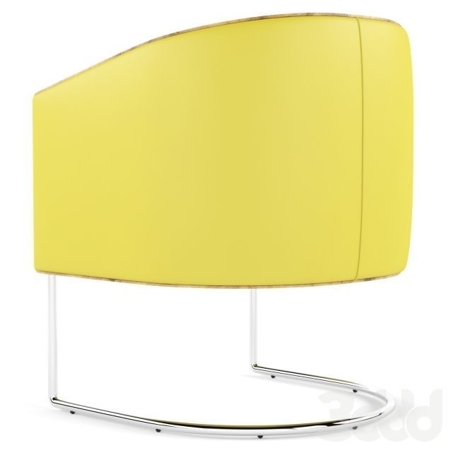 ARMCHAIR lounge chair with chrome legs 3D model_1