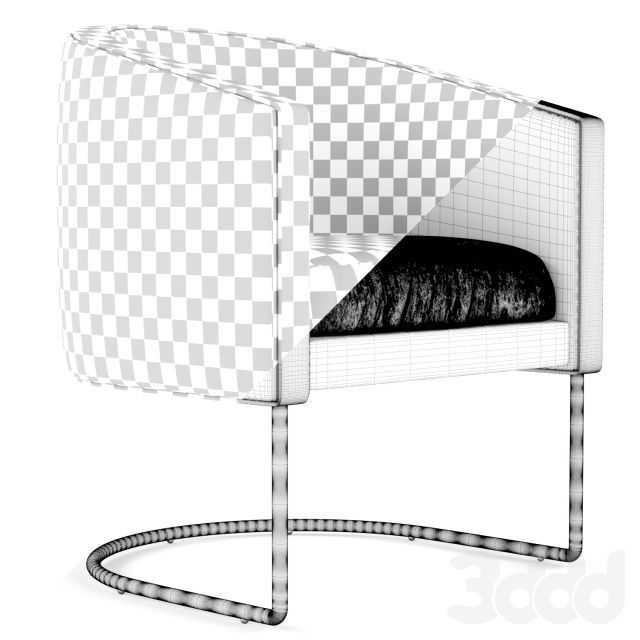 ARMCHAIR lounge chair with chrome legs 3D model_2