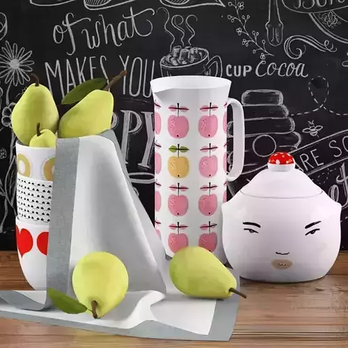Kitchen set with pears 3D model