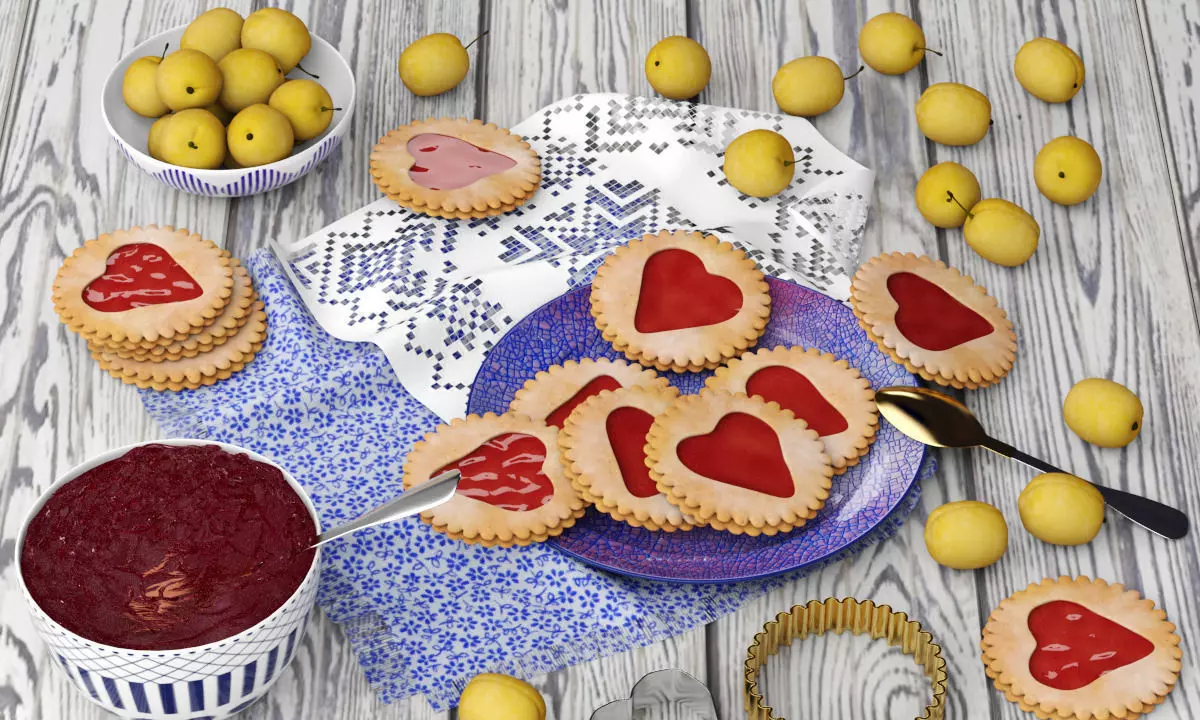 Cookies and Yellow Plums 3D model_0