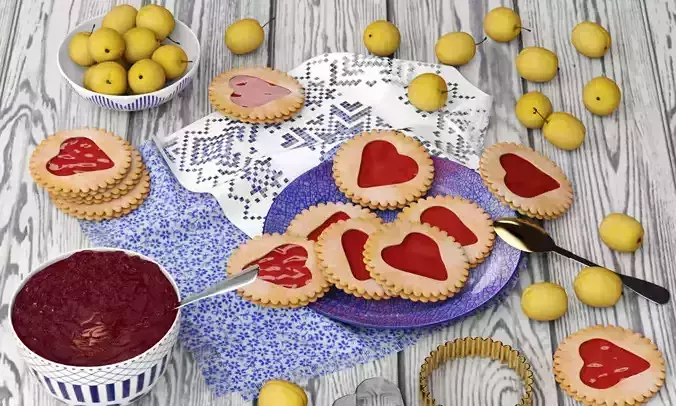 Cookies and Yellow Plums 3D model