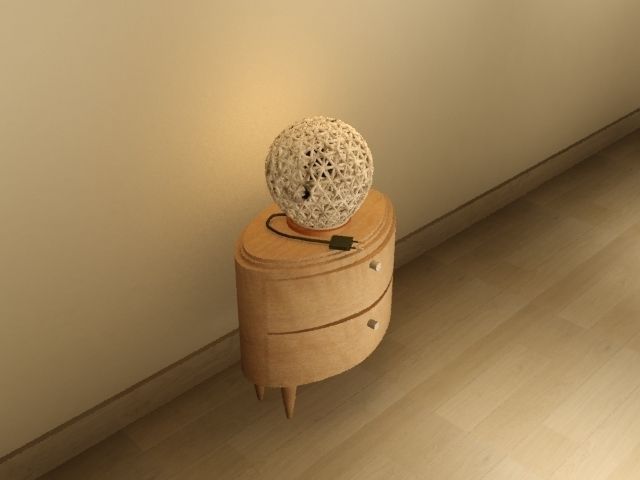 wooden small table with draws Low-poly 3D model_8