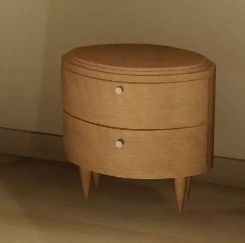 wooden small table with draws Low-poly 3D model_0