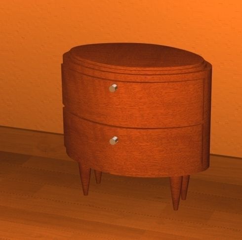wooden small table with draws Low-poly 3D model_6
