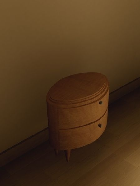 wooden small table with draws Low-poly 3D model_1