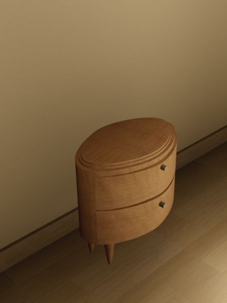 wooden small table with draws Low-poly 3D model_2
