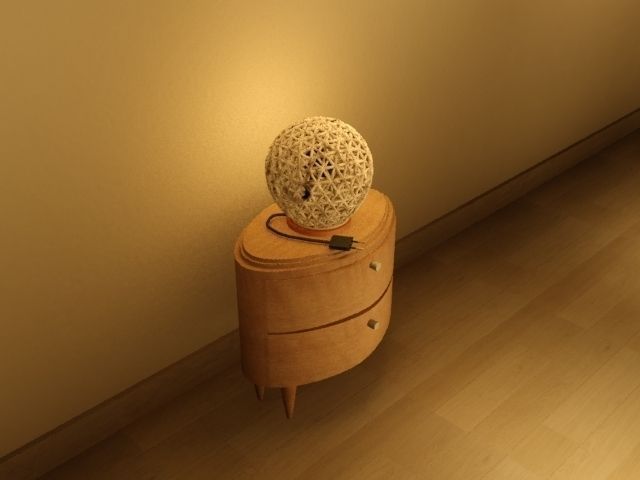 wooden small table with draws Low-poly 3D model_7