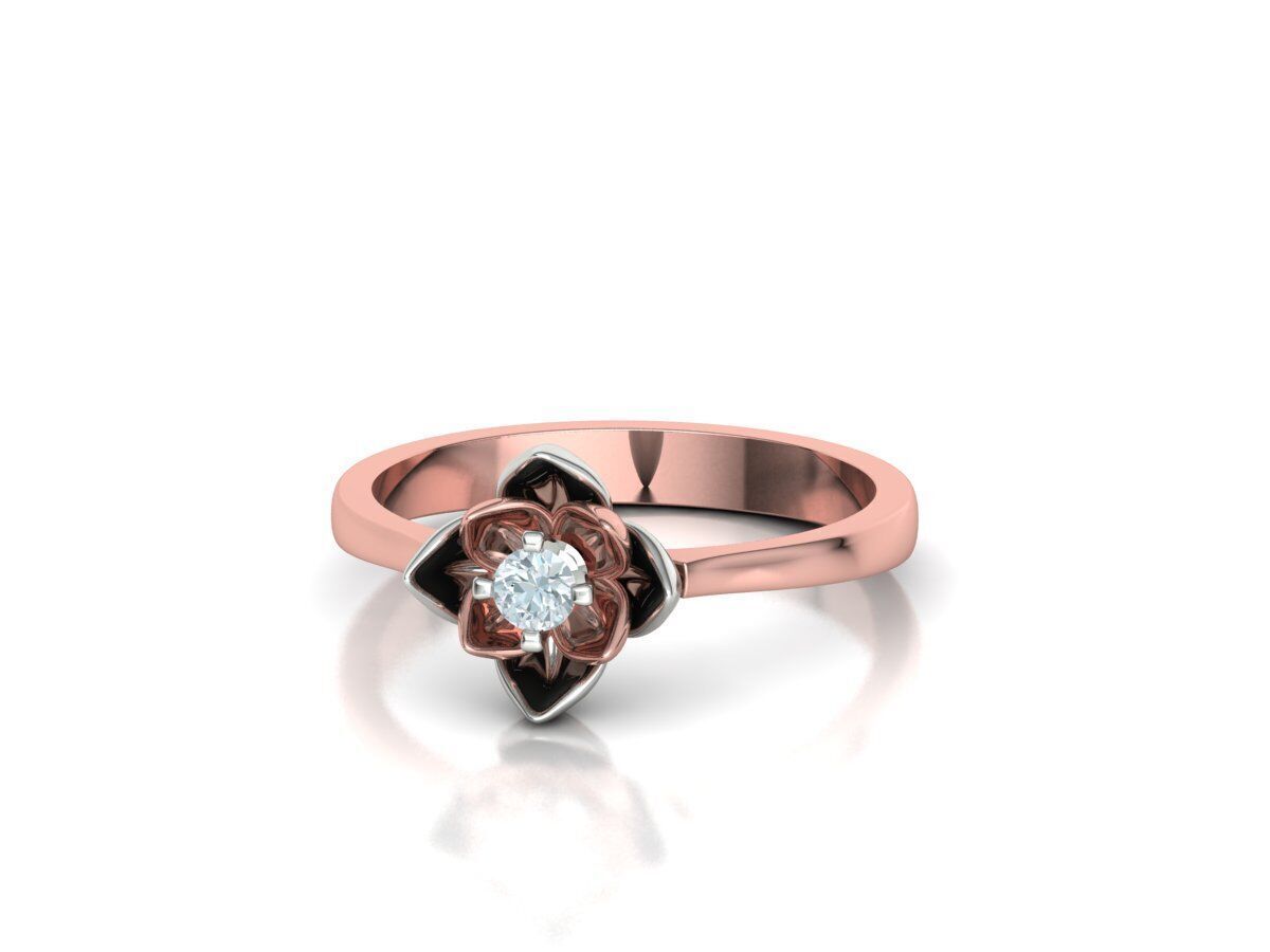 Engagement Ring Flower Ring 3mm main gem 3D print model_6