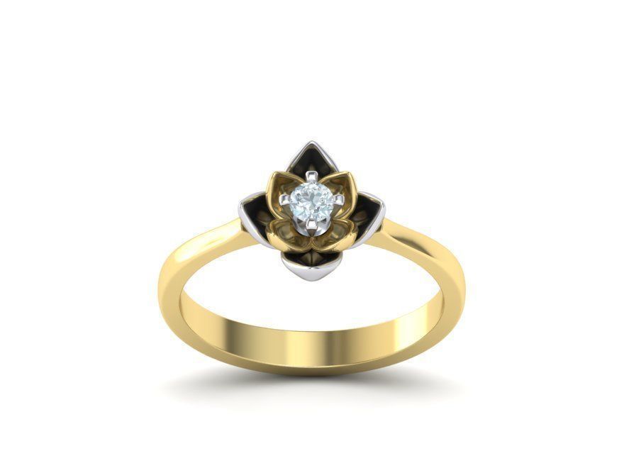 Engagement Ring Flower Ring 3mm main gem 3D print model_20
