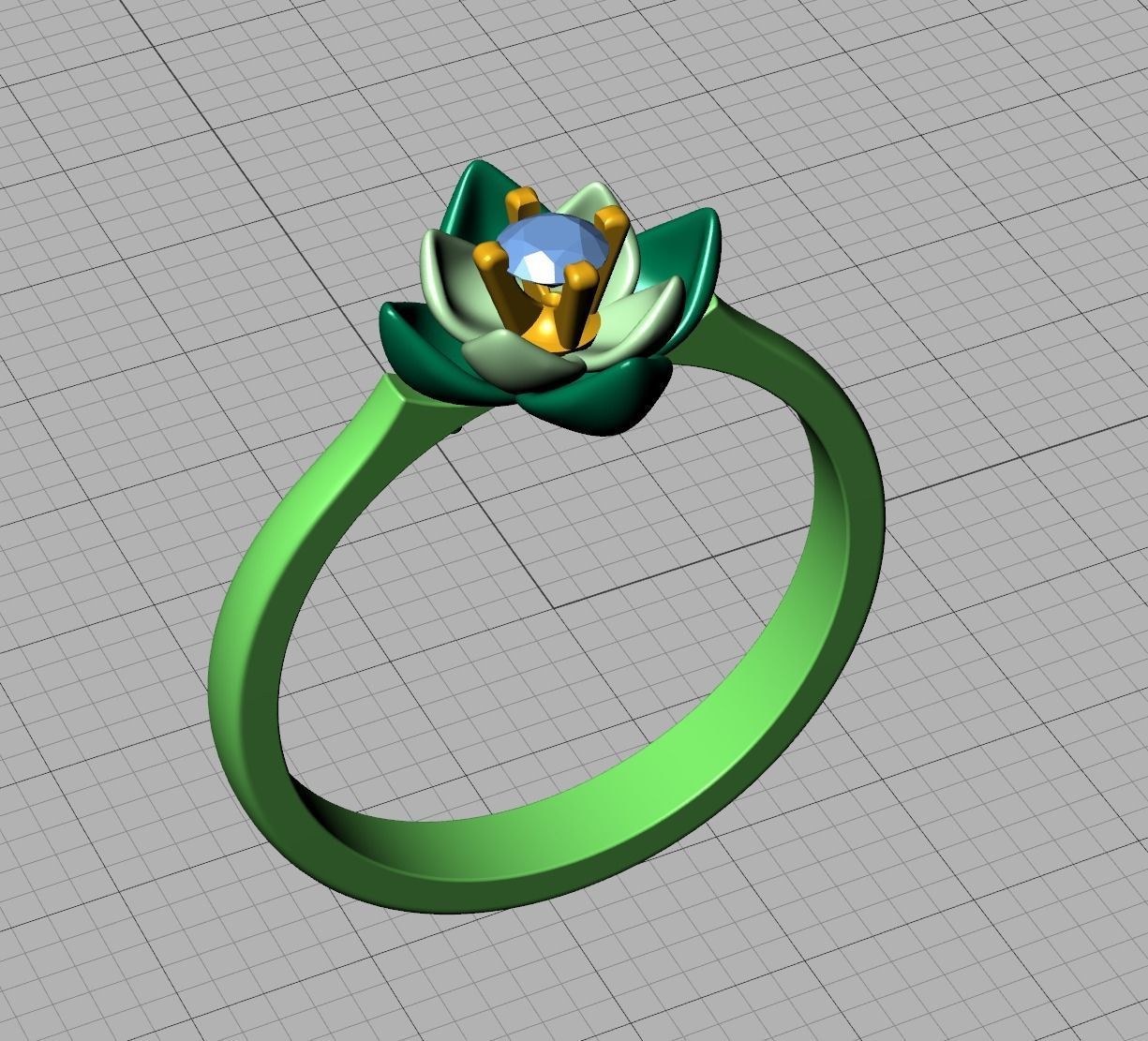 Engagement Ring Flower Ring 3mm main gem 3D print model_21