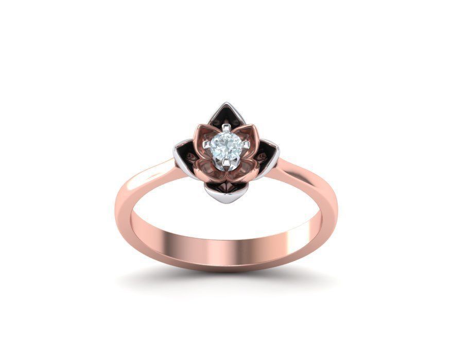 Engagement Ring Flower Ring 3mm main gem 3D print model_18