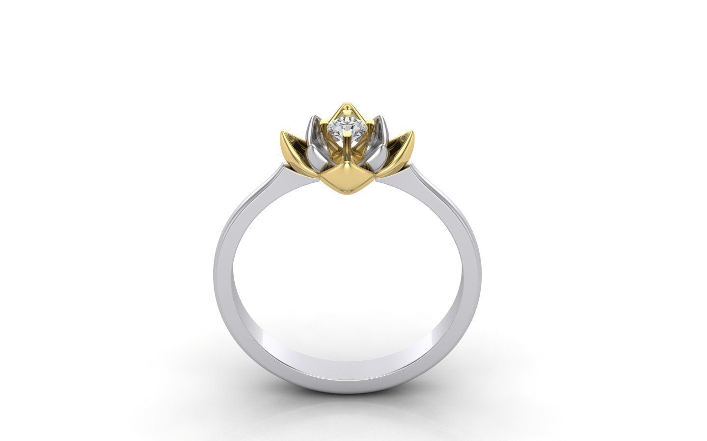 Engagement Ring Flower Ring 3mm main gem 3D print model_16