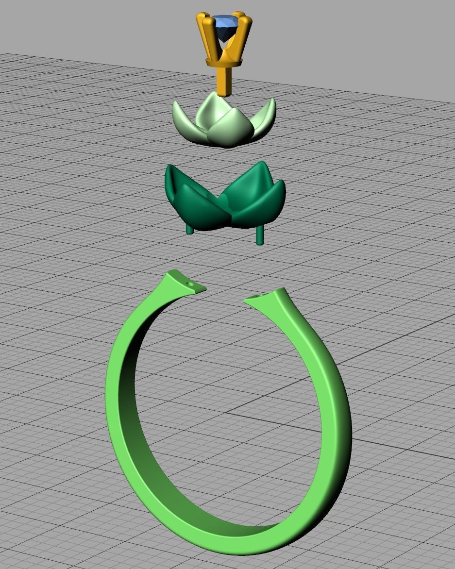 Engagement Ring Flower Ring 3mm main gem 3D print model_22