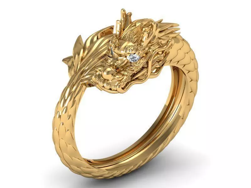 Dragon ring round 3D print model_0