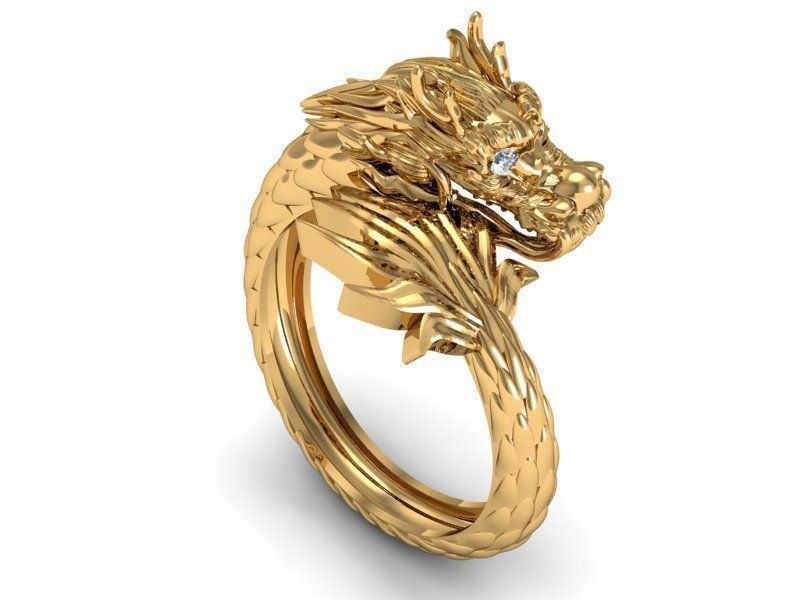Dragon ring round 3D print model_1