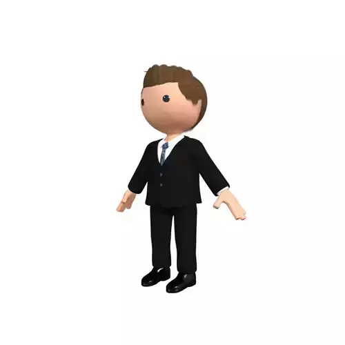 Cartoony Business Man Character with Rig 3D model