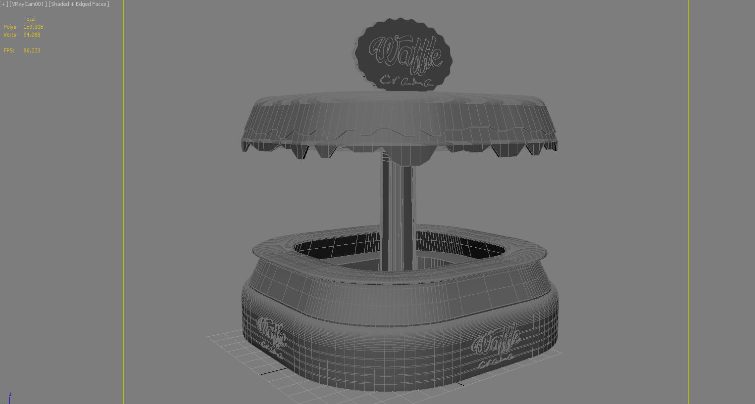kiosk ice cream stand with cake on top Low-poly 3D model_3