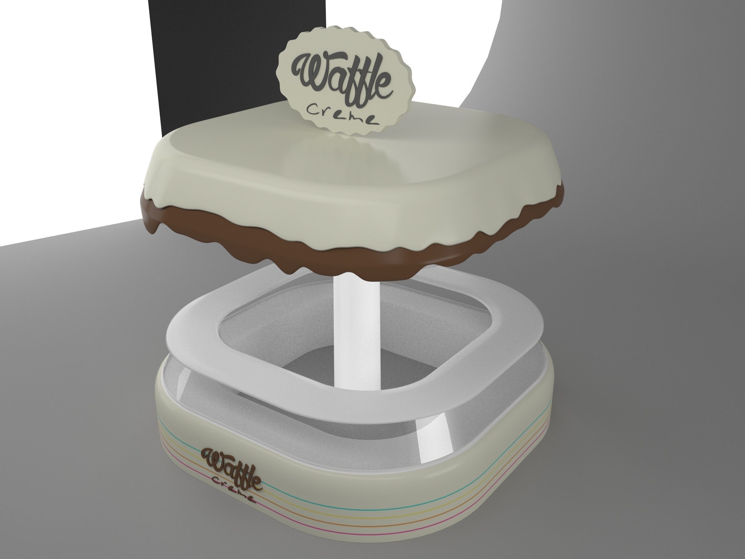 kiosk ice cream stand with cake on top Low-poly 3D model_1
