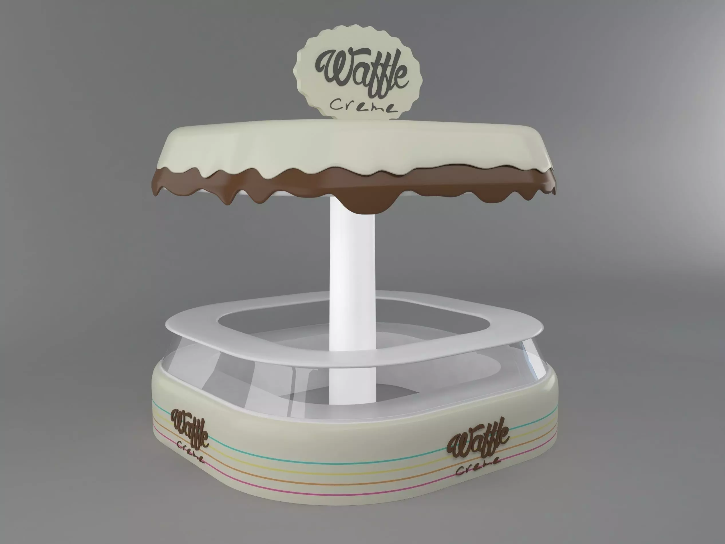 kiosk ice cream stand with cake on top Low-poly 3D model_0