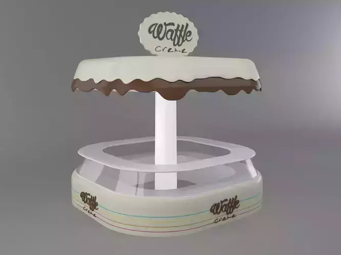 kiosk ice cream stand with cake on top Low-poly 3D model