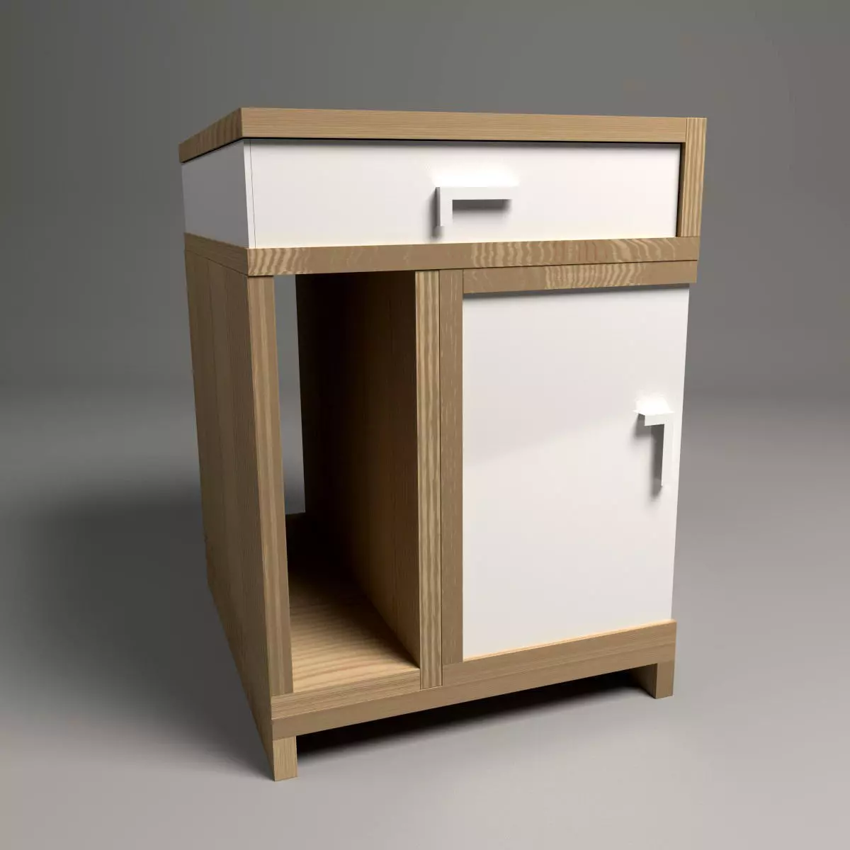 Nightstand bedside table with drawers Low-poly 3D model_0