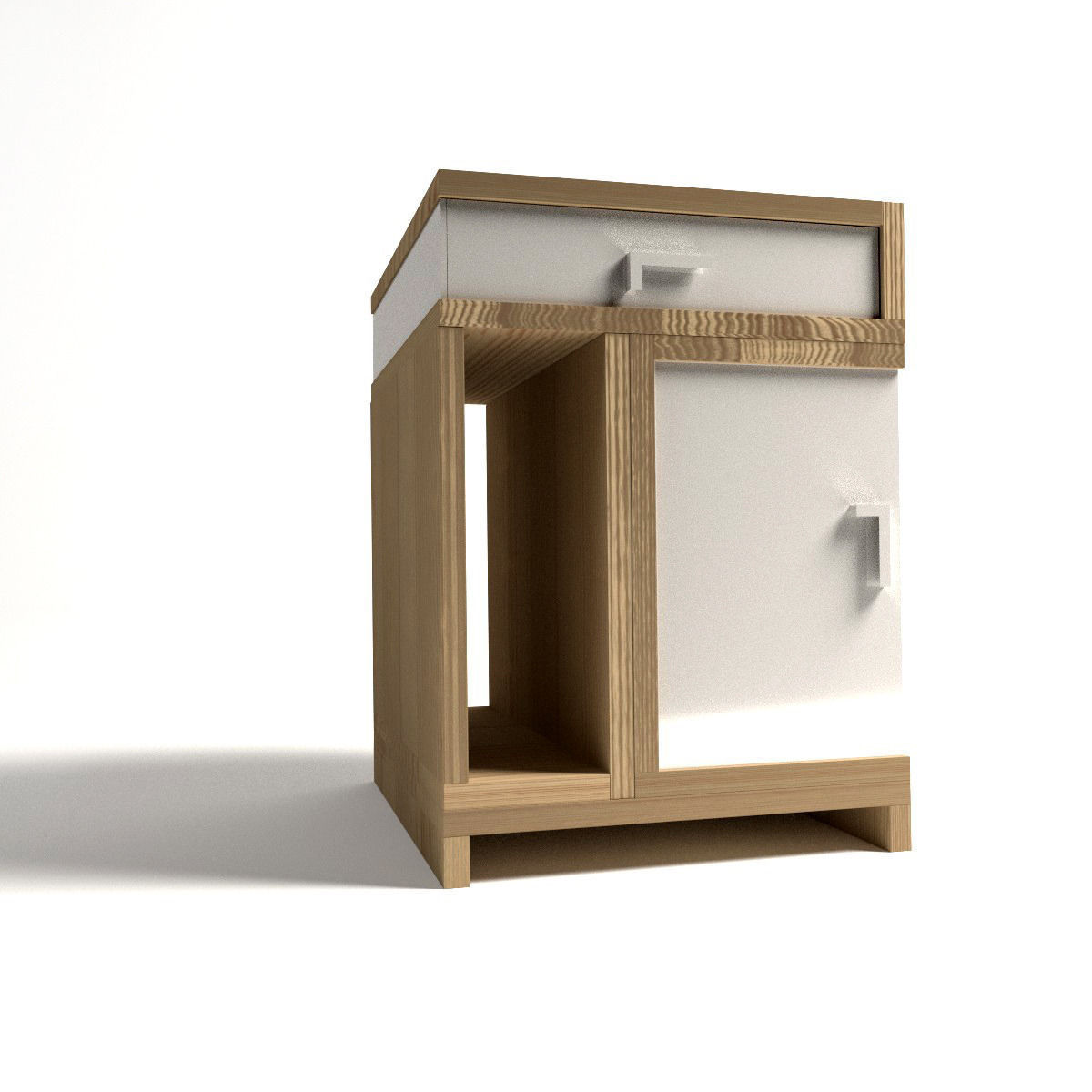 Nightstand bedside table with drawers Low-poly 3D model_1