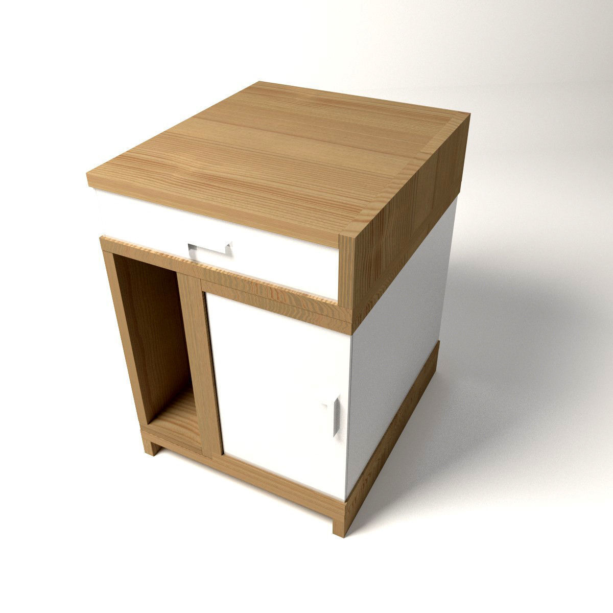 Nightstand bedside table with drawers Low-poly 3D model_2