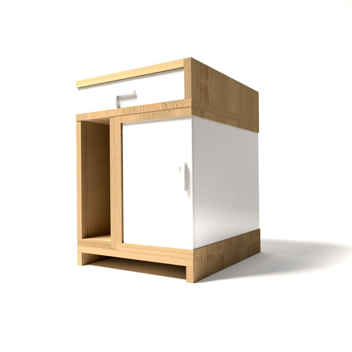 Nightstand bedside table with drawers Low-poly 3D model_3