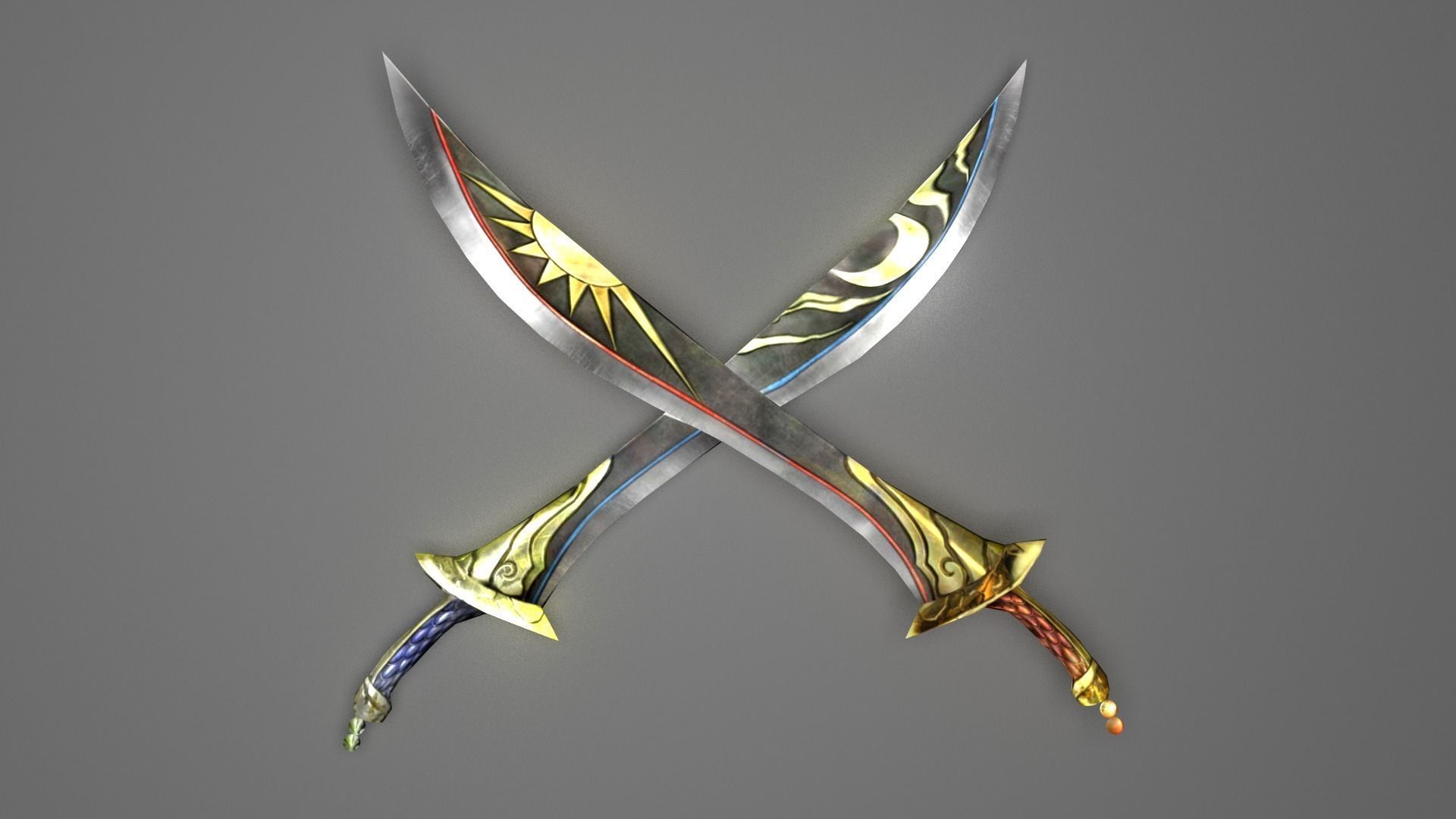 Twin Swords---The Sun and The Moon Free 3D model_0