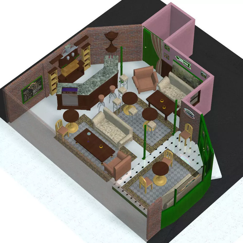 Cuppa Joe Coffee Shop Interior in multiple formats 3D model_0