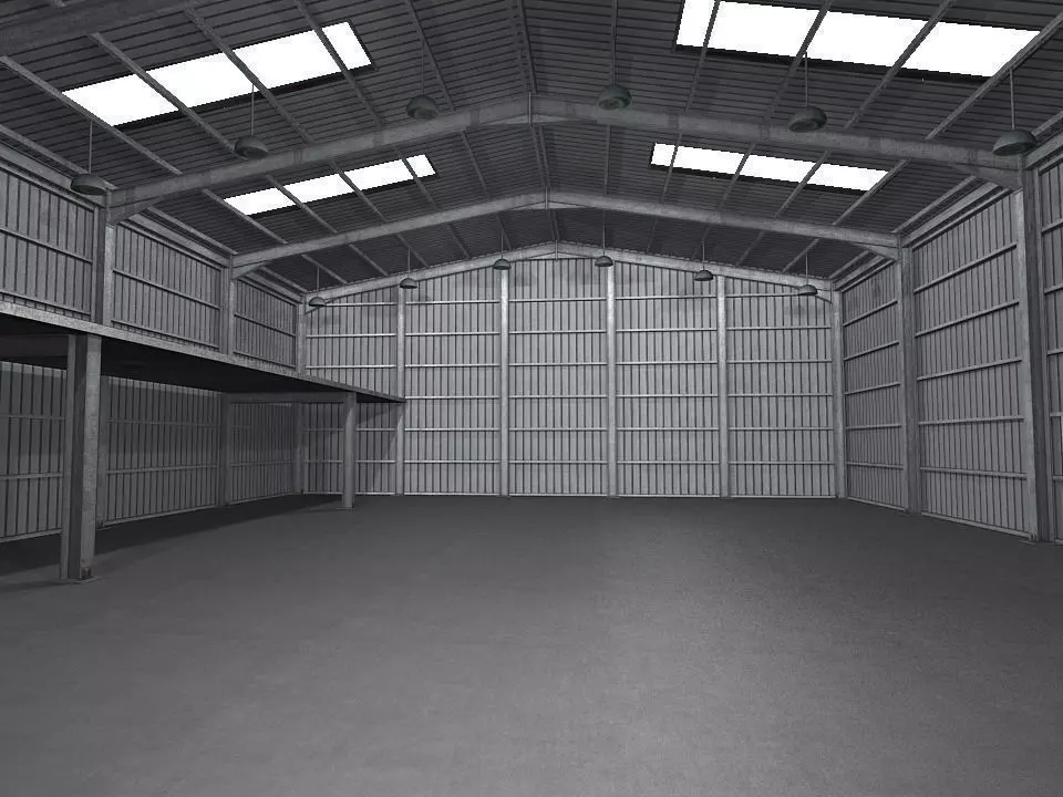 Industrial Warehouse Low Poly Low-poly 3D model_0