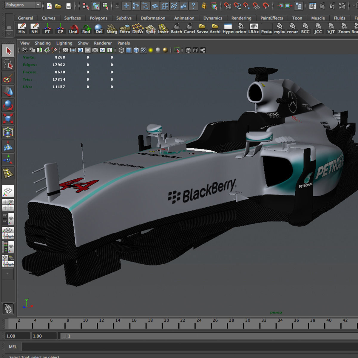 Mercedes W06 monocoque Low-poly 3D model_10