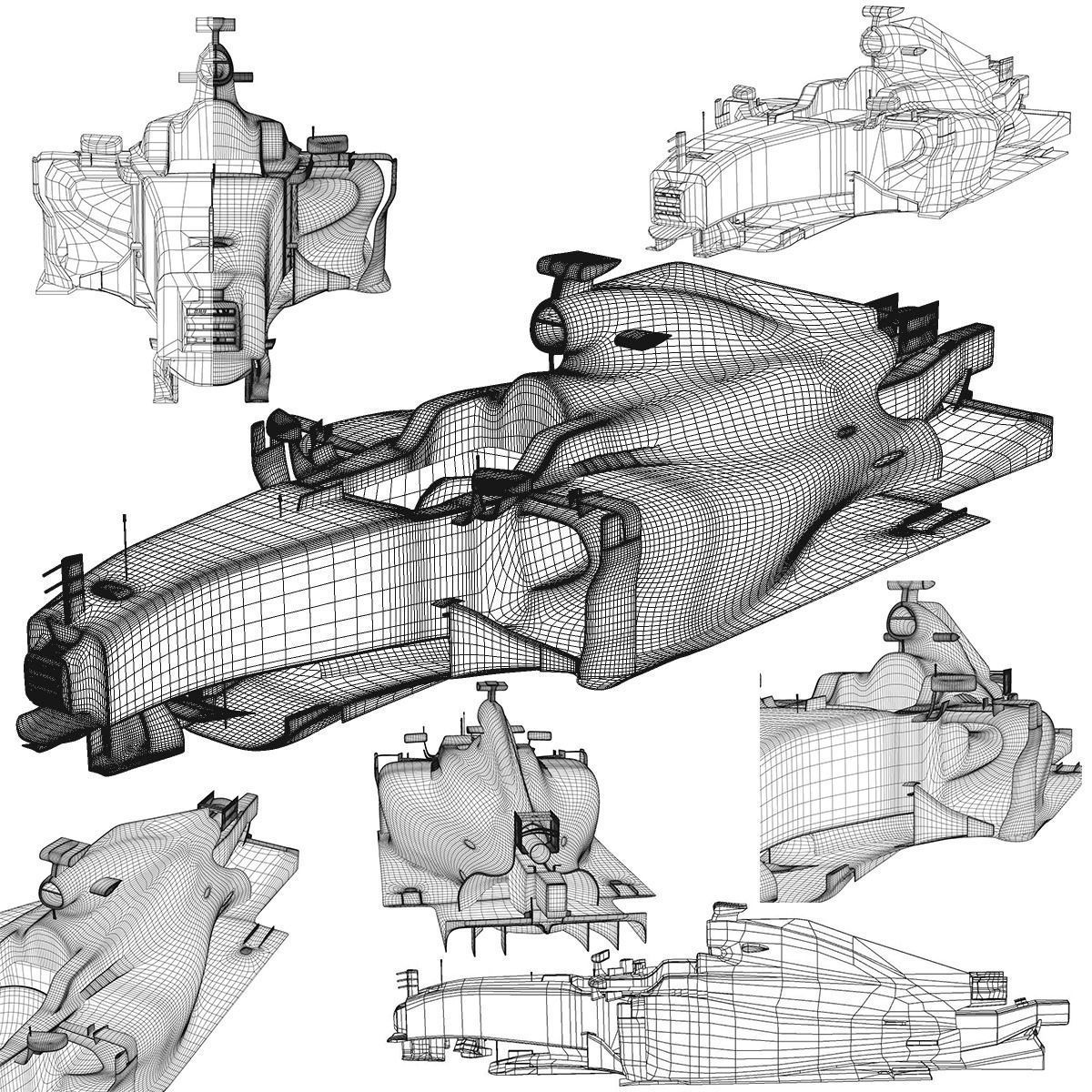 Mercedes W06 monocoque Low-poly 3D model_8