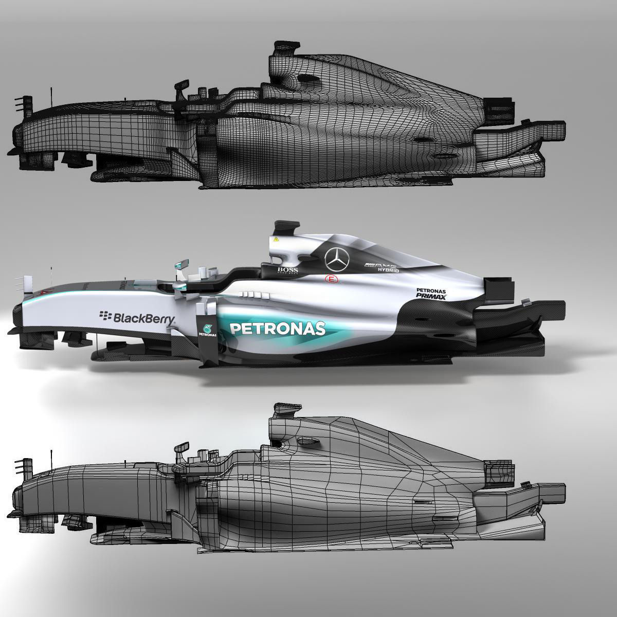 Mercedes W06 monocoque Low-poly 3D model_2