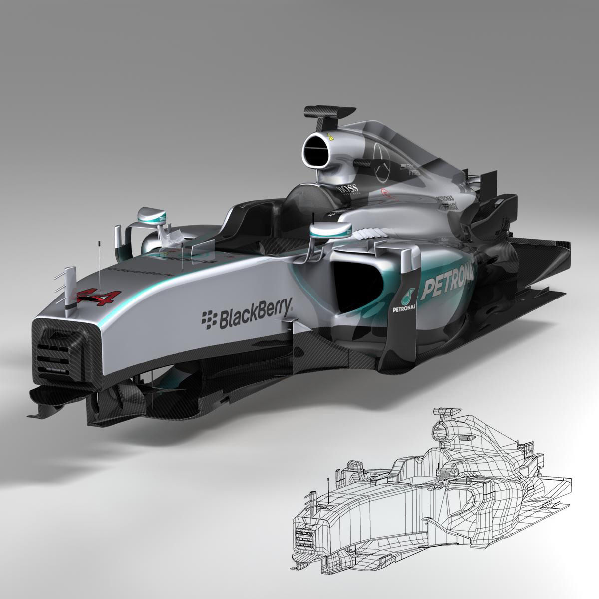 Mercedes W06 monocoque Low-poly 3D model_3
