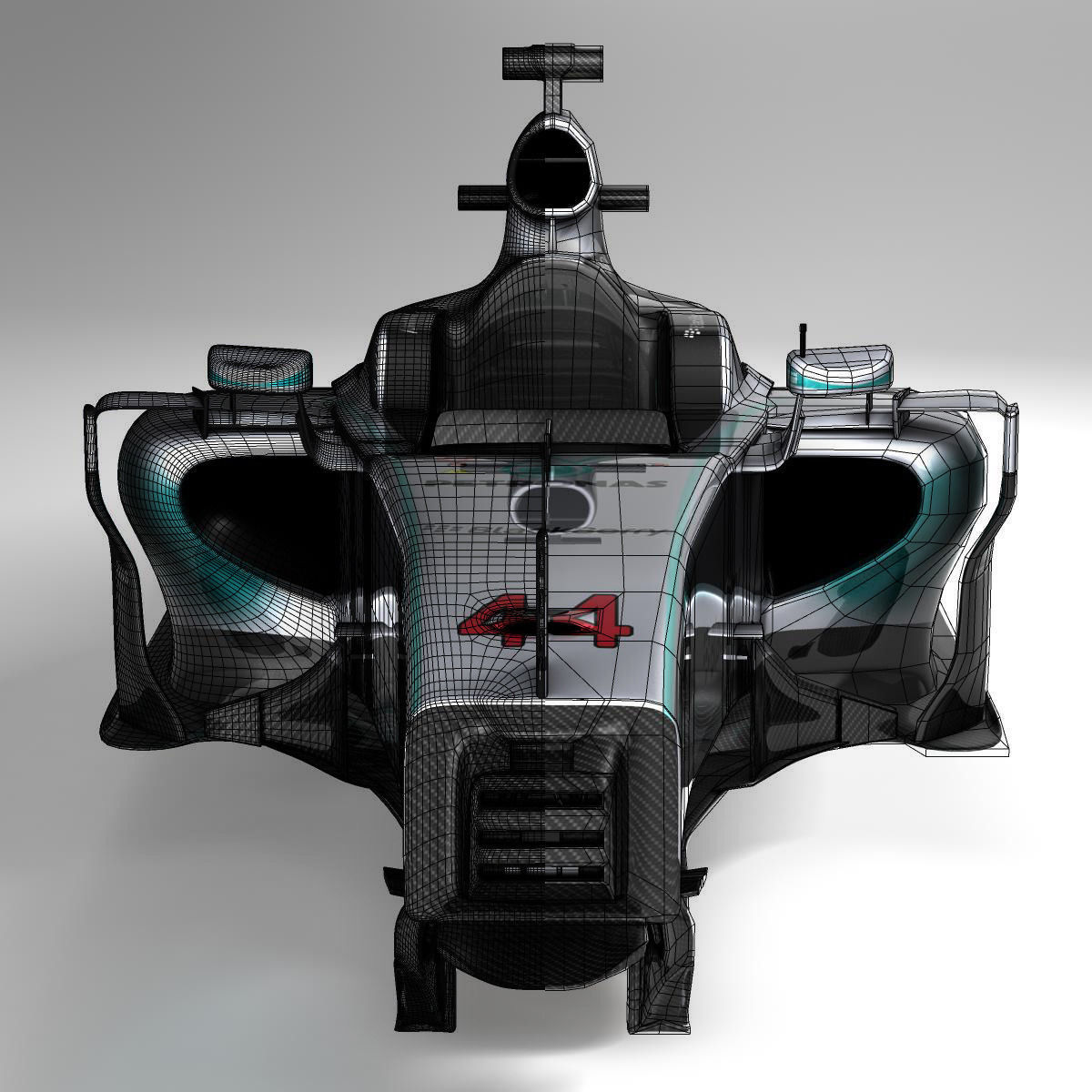 Mercedes W06 monocoque Low-poly 3D model_1