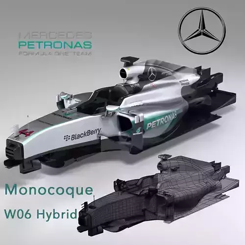 Mercedes W06 monocoque Low-poly 3D model