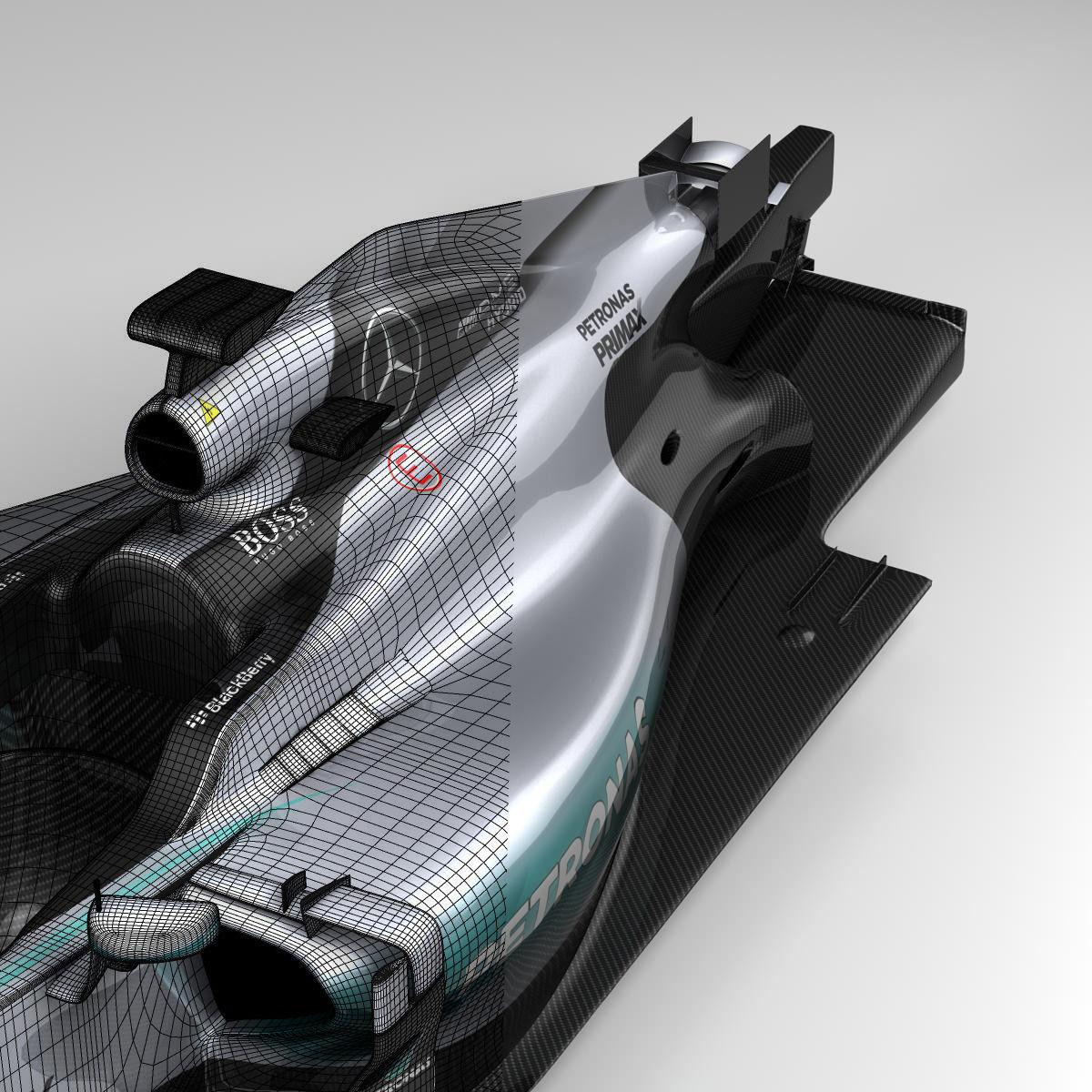 Mercedes W06 monocoque Low-poly 3D model_7